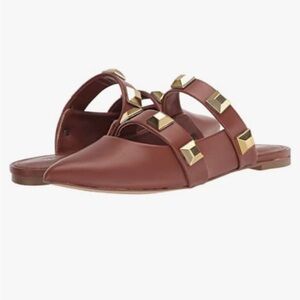 Marc Fisher Sharla Studded Mule Brown Faux Leather Size 8